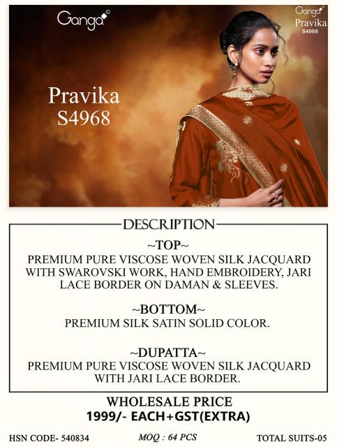 Ganga pravika 4968 wholesale online shopping dress material